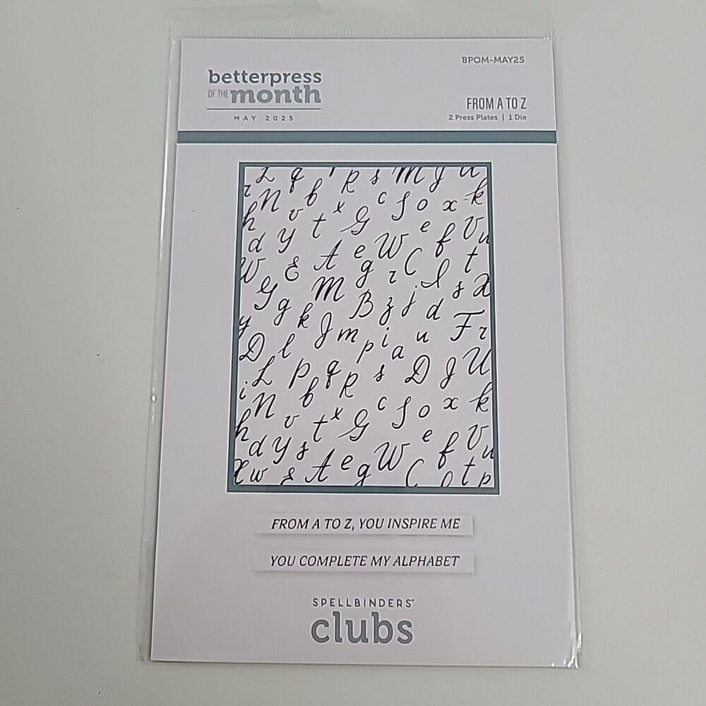 Spellbinders Betterpress Of The Month Club May 2025 "From A To Z"